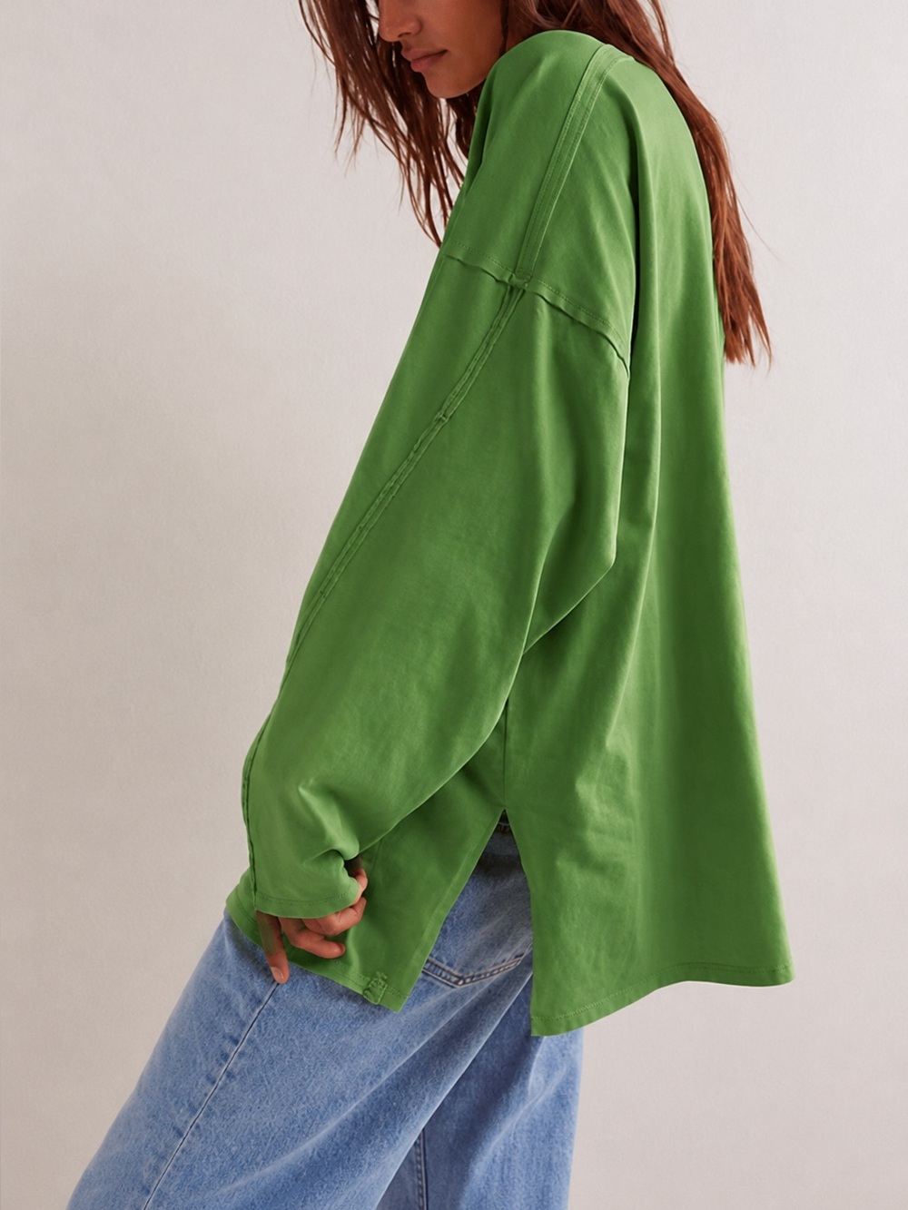 Free People Long Sleeve Green Heater Tee